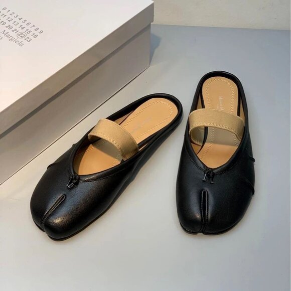 Maison Margiela Tabi Ballet Flats Black Size 39 US9 w/ Elastic Band Japan - Picture 5 of 8